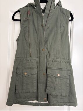 Market & Spruce Olive Green Hooded Utility Vest